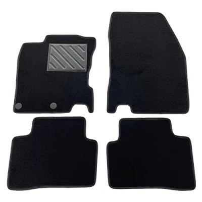 Image de Tapis de sol pour Nissan Qashqai II J11 à partir 2014 2021 sur mesure, antidérapant, talonnette en caoutchouc renforcé, boutons fixation
