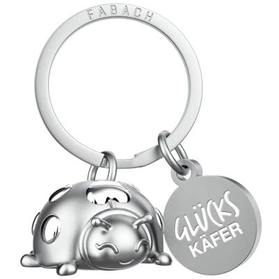 Afbeelding van FABACH Gelukkig Lieveheersbeestje sleutelhanger Marie geluk Geluksbrenger auto Gelukscadeau, zilver., Modern