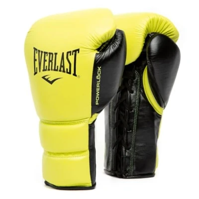 Afbeelding van Everlast Powerlock2 Pro Laced Leather bokshandschoenen (neongeel, 400 g)