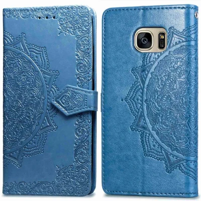 Afbeelding van iMoshion Hoesje Geschikt voor Samsung Galaxy S7 Met Pasjeshouder Mandala Bookcase Turquoise