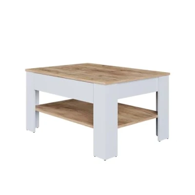 Afbeelding van Vicco Table basse Milan, blanc/chêne Goldkraft, 92,2 x 65 cm
