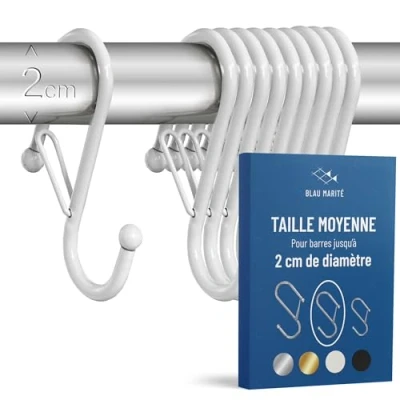 Afbeelding van Blau Marité 10 S vormige haken met anti valsysteem, koninklijk model, helpt bij het organiseren van huis (wit, 8,3 cm)