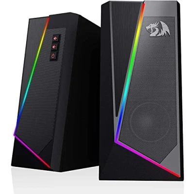 Afbeelding van Redragon GS520 RGB desktop luidspreker, 2.0 kanaals stereo luidspreker voor computer met 6 kleurrijke ledmodi, verbeterd geluid en gemakkelijk toegankelijke volumeregeling, USB voeding kabel