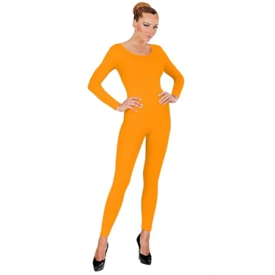 Afbeelding van Widmann Dans &amp; Entertainment Kostuum Neon Oranje Bodysuit Glow Vrouw Medium / Large Carnavalskleding Verkleedkleding