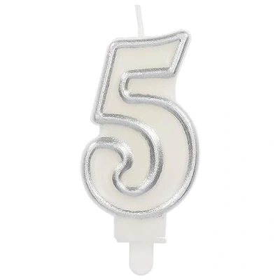 Afbeelding van Folat Kaars cijfer 5 simply chique silver 9 cm