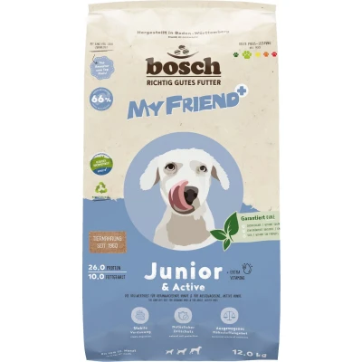 Afbeelding van 12 kg My Friend+ Dog Junior &amp; Active hondenvoer droog