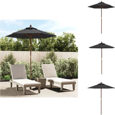 Afbeelding van vidaXL Parasol met houten paal 196x231 cm zwart