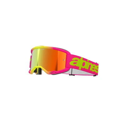 Afbeelding van Alpinestars Vision 5 Wordmark Crossbril Roze / Fluor Geel (Lens: Spiegel Rood)