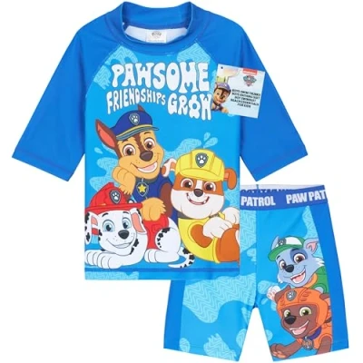 Afbeelding van Get Trend Zwemkleding voor jongens en jongeren, 2 delig, zwemshorts T shirt strand, zwembad vakantie, Paw Patrol blauw, 4 5 jaar