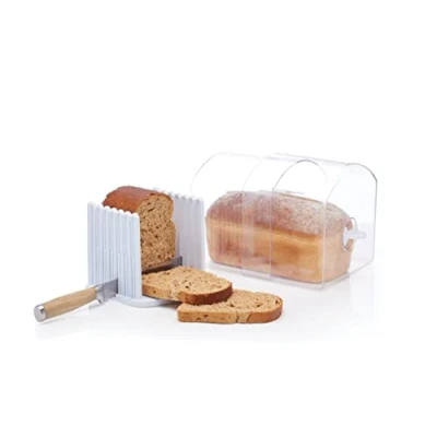 Afbeelding van KitchenCraft Stay Fresh broodtrommel van kunststof met broodsnijdergeleiding, in geschenkdoos, groot formaat