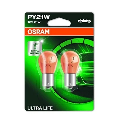 Afbeelding van Osram Gloeilamp PY21W 12V Oranje Ultra Life BAU15s 2 Stuks