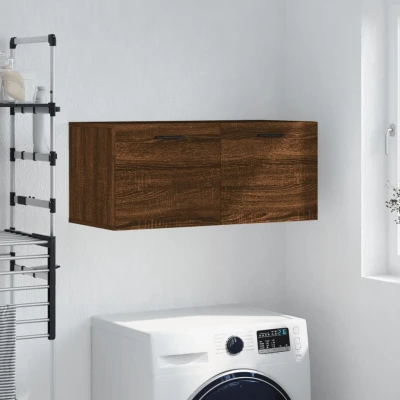 Afbeelding van Wandkast 80x36,5x35 cm bewerkt hout bruin eikenkleur