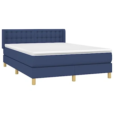 Image de vidaXL Sommier à lattes de lit avec matelas Bleu 140x200 cm Tissu