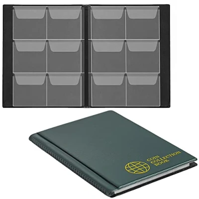Afbeelding van 60 zakken muntenverzamelalbum 4,5 x cm / 1,8 inch portemonnee boek album zilver penny pocket voor verzamelaars groen CS0106GR