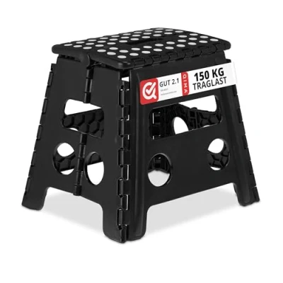 Afbeelding van Relaxdays 1100387578914GB.1 opvouwbare opstapkruk 32,5 cm hoogte 120 kg antislip kunststof zwart
