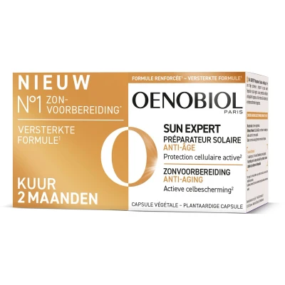 Afbeelding van OENOBIOL Sun Expert Anti Aging 2x30 Bruinings Capsules Bruiningsversneller Bruinen zonder zon Zonvoorbereiding caps
