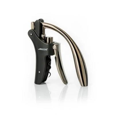 Afbeelding van Arcos Accessoires Handmatige kurkentrekker flesopener Handvat van zinklegering Kleur mat zwart (met foliesnijder)