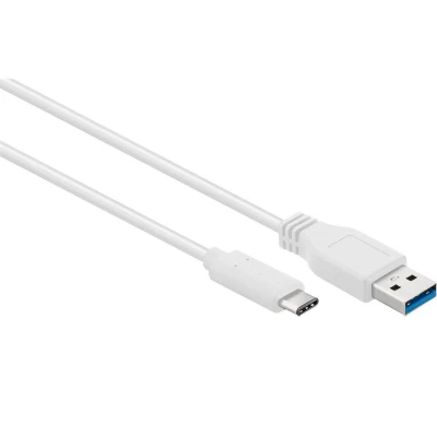 Afbeelding van USB C naar A kabel USB3.0 tot 2A / wit 1,8 meter
