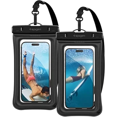 Afbeelding van Spigen Universeel Waterdicht Drijvend hoesje A610 Zwart 2 Pack