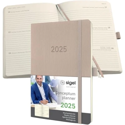 Afbeelding van Weekagenda Conceptum A5 2025 (NL/FR/EN/DU) taupe Softcover