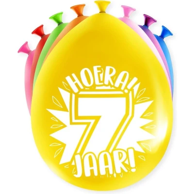 Afbeelding van Ballonnen 7 jaar party 30cm 8 stuks