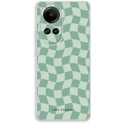 Afbeelding van Case Company® hoesje geschikt voor Oppo Reno 10 Grid Groen Soft Cover Telefoonhoesje Bescherming aan alle Kanten en Schermrand