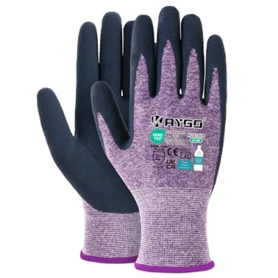 Afbeelding van KAYGO 3 paar werkhandschoenen voor dames, ademend, met latexcoating, tuinhandschoenen van gerecycled polyester, milieuvriendelijke beschermende handschoenen de