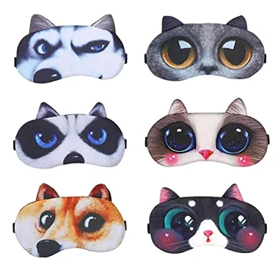 Afbeelding van 6 stuks slaapmasker kinderen, schattige blinddoek, slaapmasker, zacht en donzig specificaties, voor reizen, dutje, yoga, vliegtuig slapen &#039;s nachts