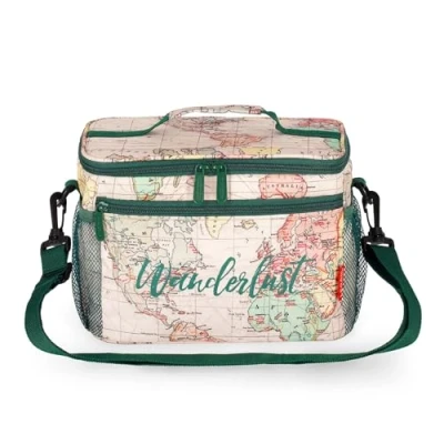 Afbeelding van Legami Koeltas voor eetkamer, kantoor, werk, lunchtas, 7,7 liter, verstelbare schouderriem, reisthema, 28 x 17 15 cm