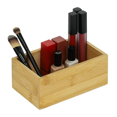 Afbeelding van Relaxdays bamboe organizer rechthoekige opbergbox bureau make up
