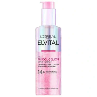 Image de L&#039;Oréal Paris Elvital Glycolic Gloss Sérum régénérant sans rinçage à l&#039;acide glycolique pour cheveux ternes et ternes, soin capillaire une souplesse intense brillance ultime, 150 ml