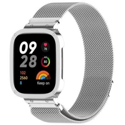 Afbeelding van Milanese bandje met case Zilver Xiaomi Redmi Watch 3