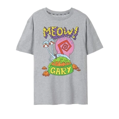 Afbeelding van Spongebob SquarePants Heren T shirt Grey Meow Gary the Slak Graphic Tee voor hem Iconische cartoon lichtgewicht top met korte mouwen Merchandise Gift, grijs.