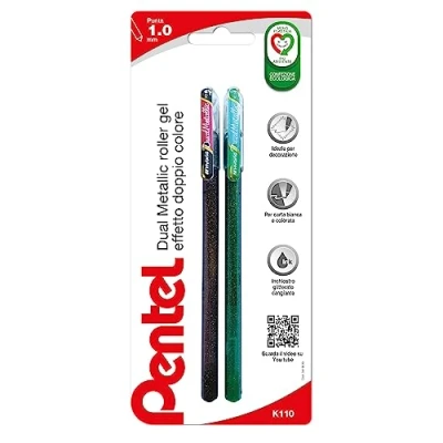 Afbeelding van Pentel K110 Hybrid Dual Metallic 1 stuk Zwart+Metallic Rood / Groen+Metallic Blauw