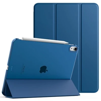 Afbeelding van TiMOVO Beschermhoes voor iPad Air 11 inch M2 2024, 6, 5/4e generatie (2022/2020), magnetische beschermhoes, dun, met transparante achterkant, slaap /wekfunctie, grijs/blauw