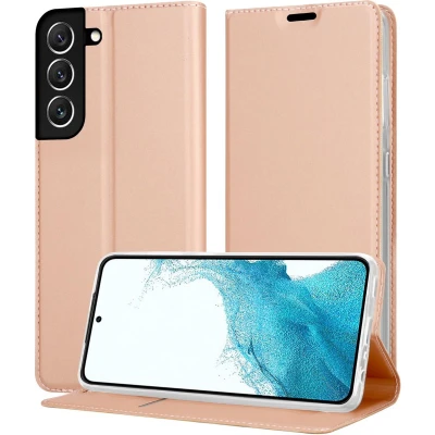 Afbeelding van Cadorabo Hoesje geschikt voor Samsung Galaxy S22 in CLASSY ROSE GOUD Beschermhoes met magnetische sluiting, standfunctie en kaartvakje Book Case Cover Etui