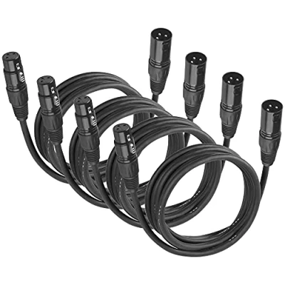 Afbeelding van jindaaudio (4 stuks) DMX kabel, 3 m, XLR podiumverlichting, polig, mannelijk naar vrouwelijk, voor microfoons en podiumverlichting