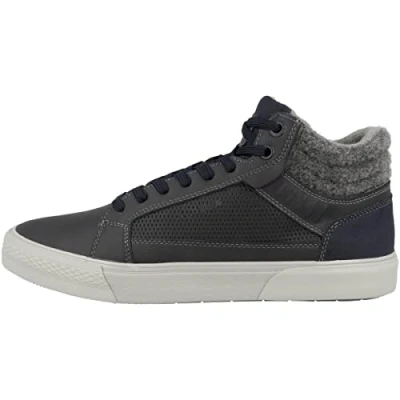 Afbeelding van s.Oliver Sneakers hoog, Heren, Maat: 42, Navy Imitatieleer/ textiel