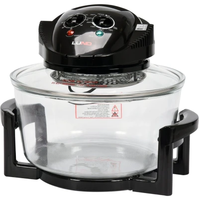 Afbeelding van LUND Professional heteluchtoven 12 + 5L zwart Halogeen oven Convectie 1400W Inclusief gratis 8 delige accessoires set