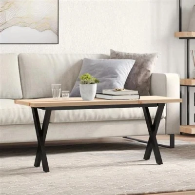 Image de vidaXL Table basse cadre en X 110x40x45,5 cm bois de pin massif acier3282755