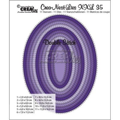 Afbeelding van Crealies Double Stitch Oval max. 12 x 16 cm / CLNestXXL35