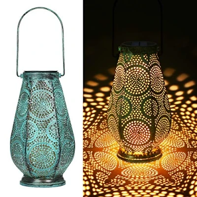 Afbeelding van Joycreator Led zonnelamp op zonne energie voor buiten, groot, metalen zonnelampen IP65 waterdicht, tuin, terras, balkon, Kerstmis, decoratief cadeau (turquoise/groot)