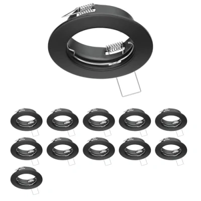 Afbeelding van ledscom.de 12 plafondinbouwframes FERE, rond, mat zwart