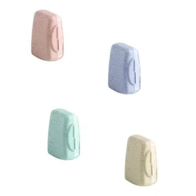 Afbeelding van tandenborstelhouder, 4 stuks, draagbaar, beschermhoes voor tandenborstelkop reizen, familie, Beige + Blauw Roze Groen, nr, geen