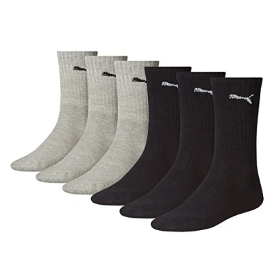 Afbeelding van Puma Cush Crew sportsokken (set van 6 paar), zwart/grijs, 35 38 EU