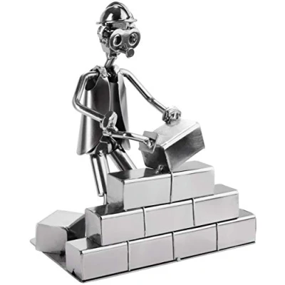 Afbeelding van BRUBAKER Schroef Man Metselaar Handgemaakte IJzer Figuur Metalen Cadeau Idee voor Metselaars en Ambachtslieden