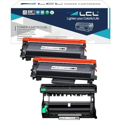 Afbeelding van LCL Tonercartridge compatibel met TN2420 TN 2420 TN2410 2410 3000 pagina&#039;s (2 stuks) drum DR 2400 DR2400 (1 stuk) vervanging voor Brother HL L2350DW L2310D L2357DW
