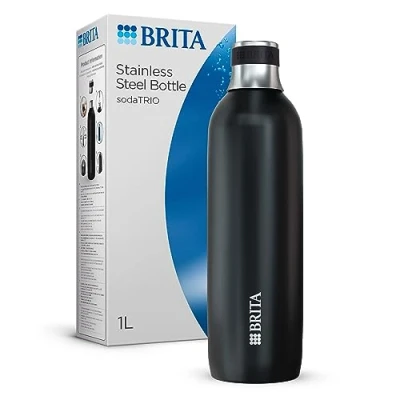 Afbeelding van BRITA SodaTRIO Roestvrijstalen fles Zwart Groot 1 Pack