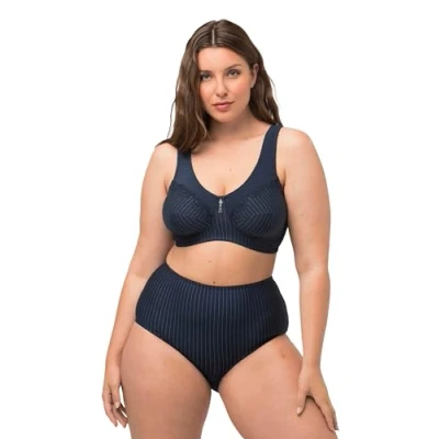 Image de Ulla Popken Soutien gorge de soulagement pour femme, sans armatures, pendentif en strass, bonnet C G, bleu nuit, 105F