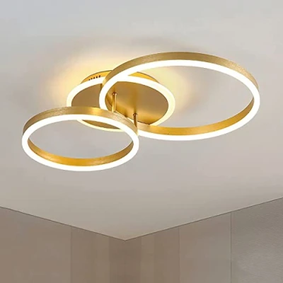 Afbeelding van Ledplafondlamp, 50 W, creatieve bloemenvorm, goud, plafondlicht, aluminium, lampenkap van siliconen, modern, elegant, mat, wit, woonkamer, slaapkamer, 3500 lm, dimbaar 3000 6000 K, Ø 57 cm